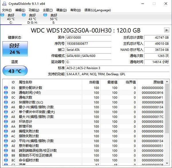 Crystaldiskinfo中文单文件版v9.3.1